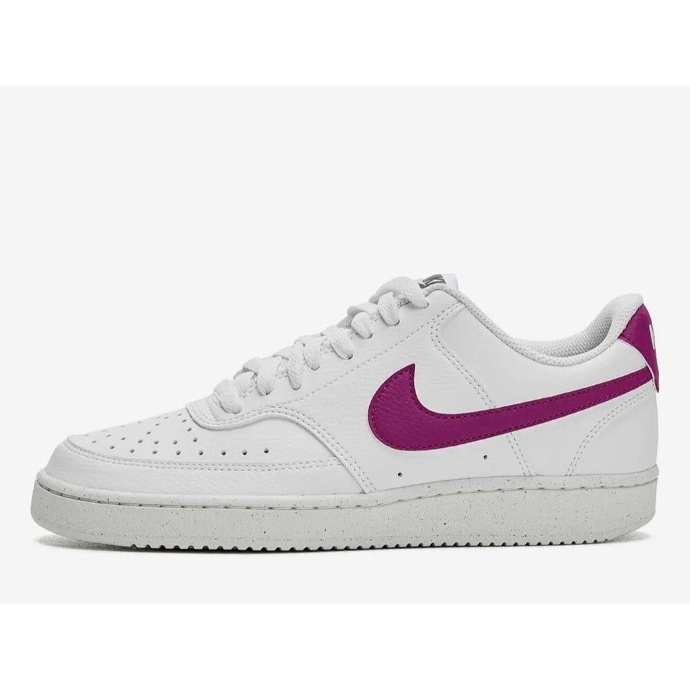 NEW Women Nike Court Vision Low Next Nature Shoes US 9.5 White W/Magenta Swoosh - Picture 4 of 16
